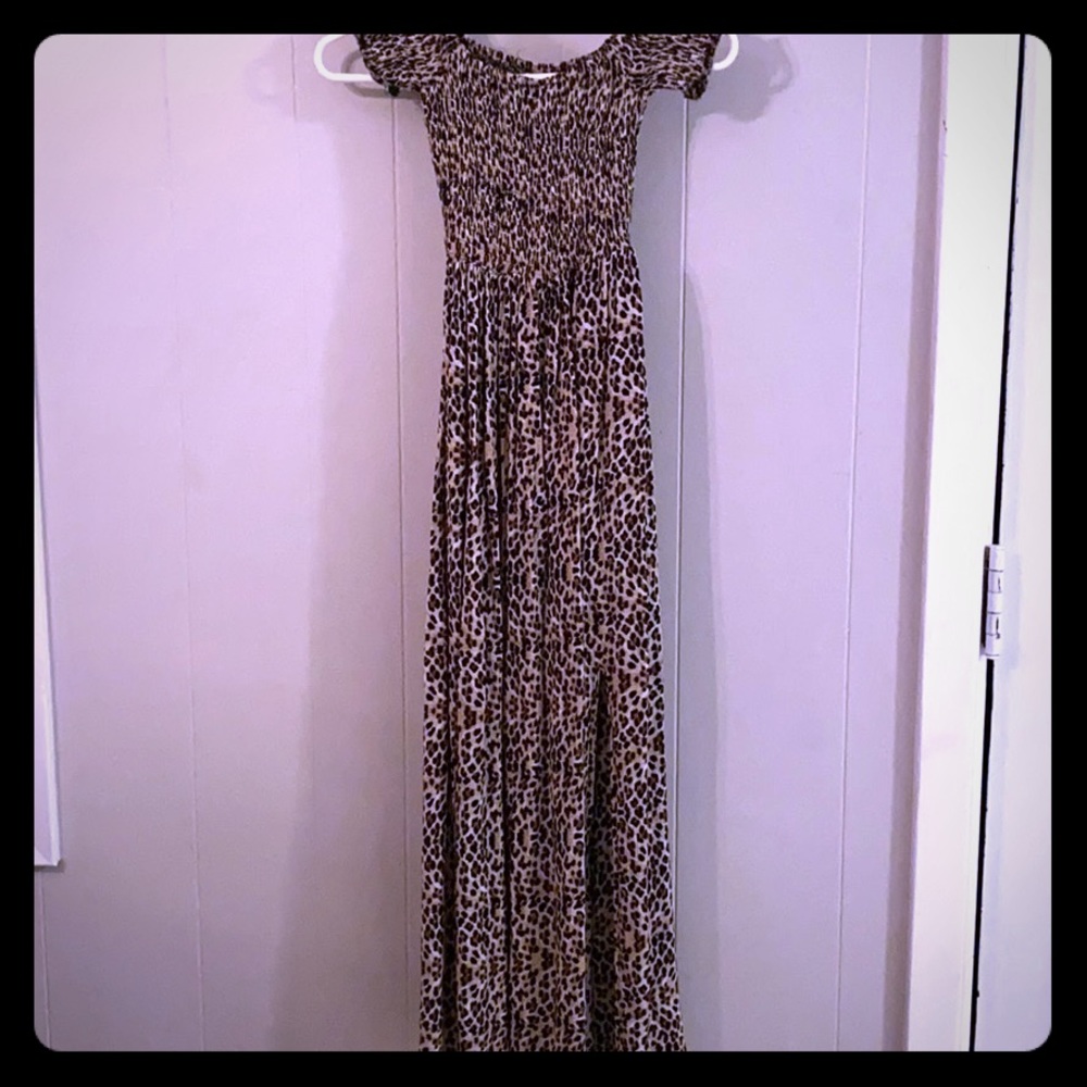 Leopard smocked dress. Super cute!